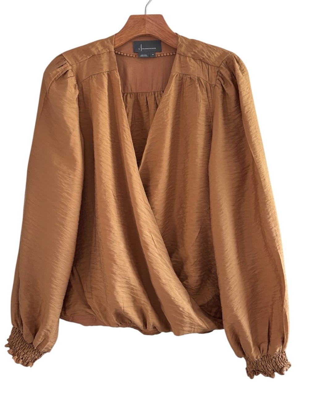Anthropologie Mustard Wrap Blouse - Picture 2 of 8